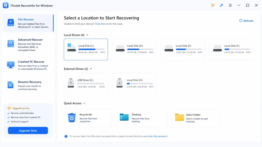 iToolab RecoverGo for Windows screenshot