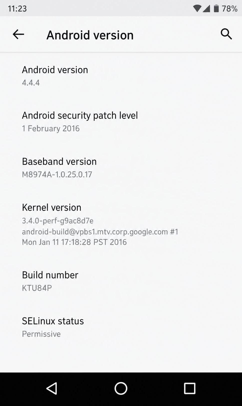 An Android settings screen showing the device's Android version number, illustrating the older OS versions Spyzie claimed to support.
