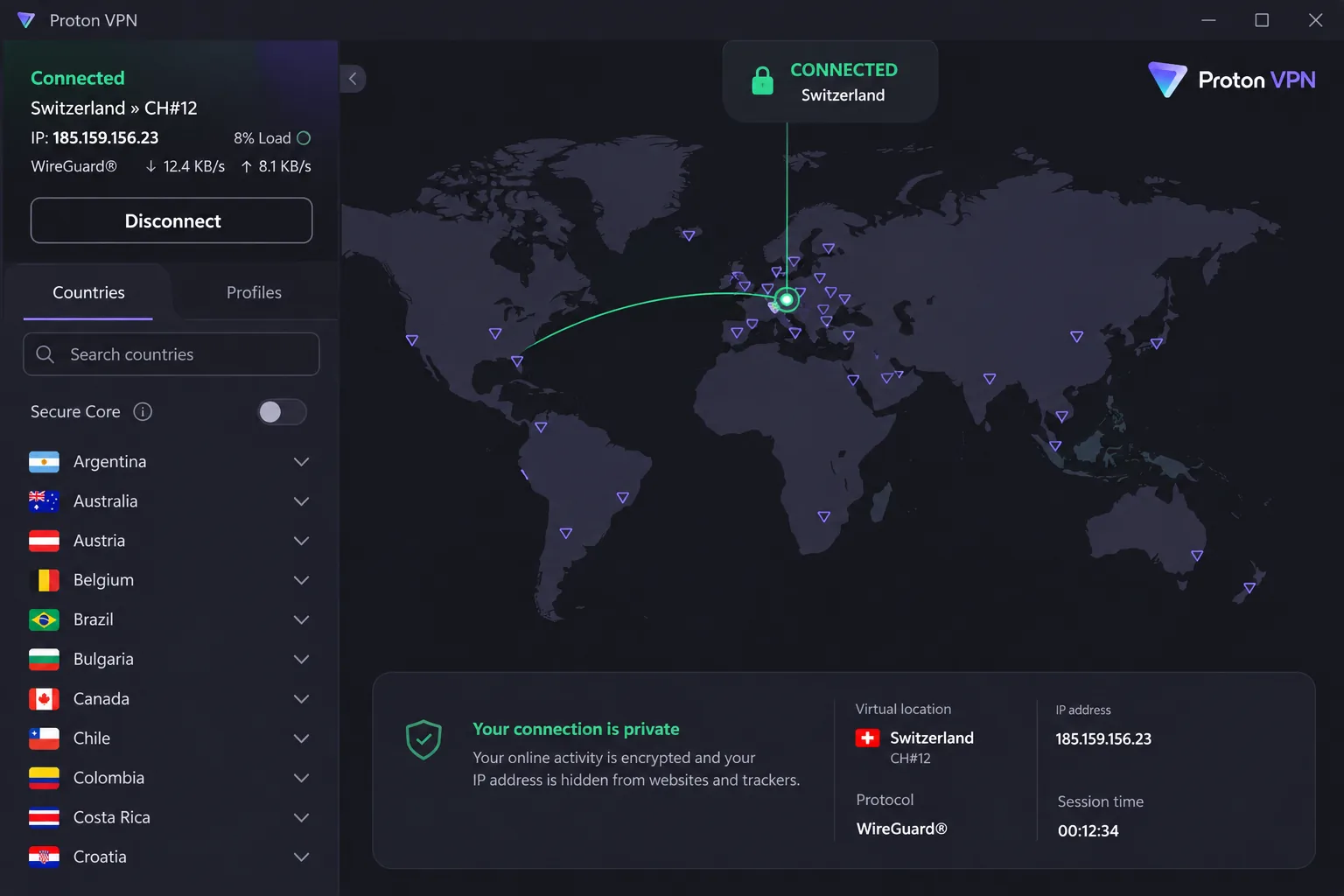 Proton VPN screenshot