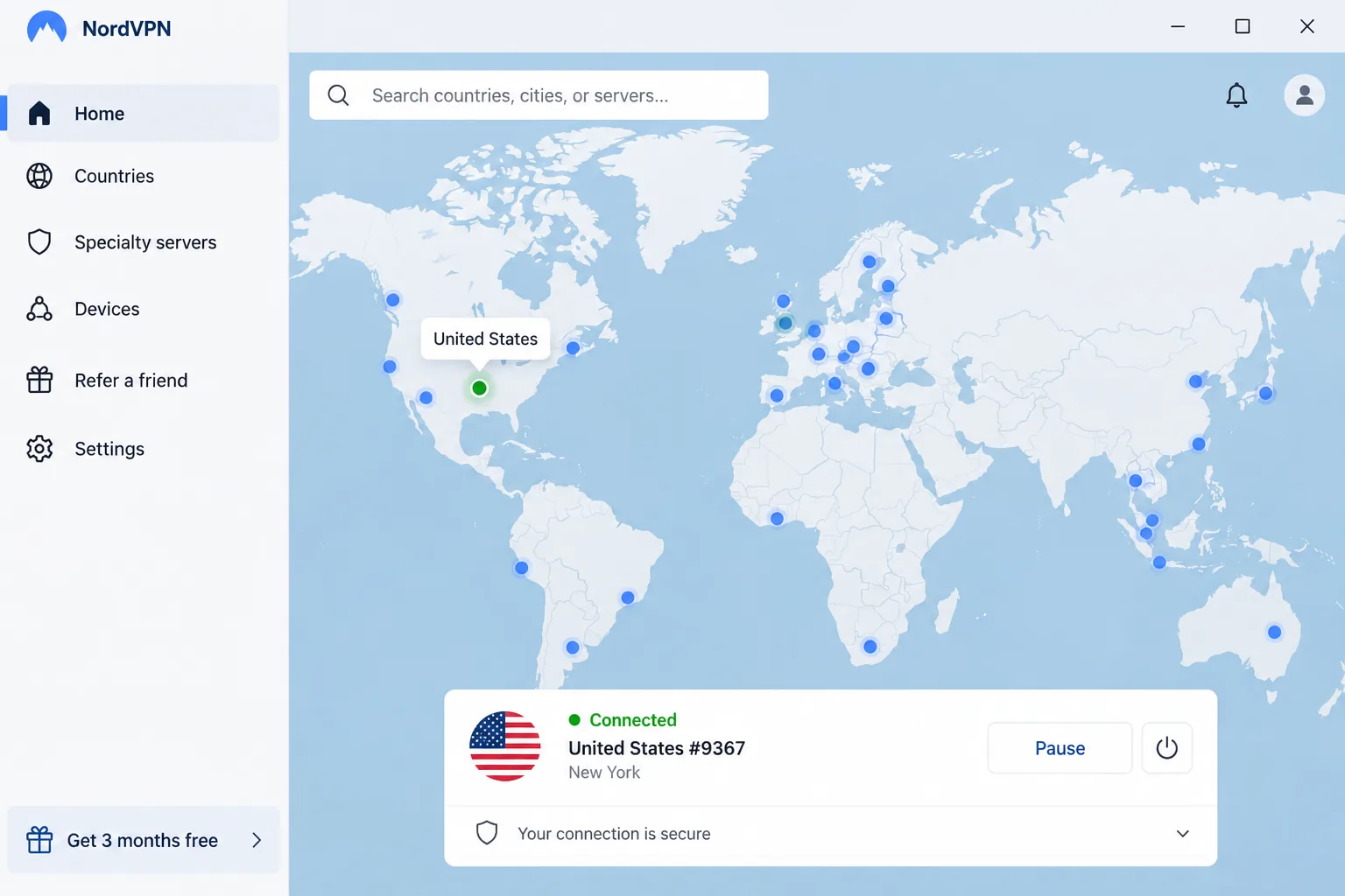 NordVPN screenshot