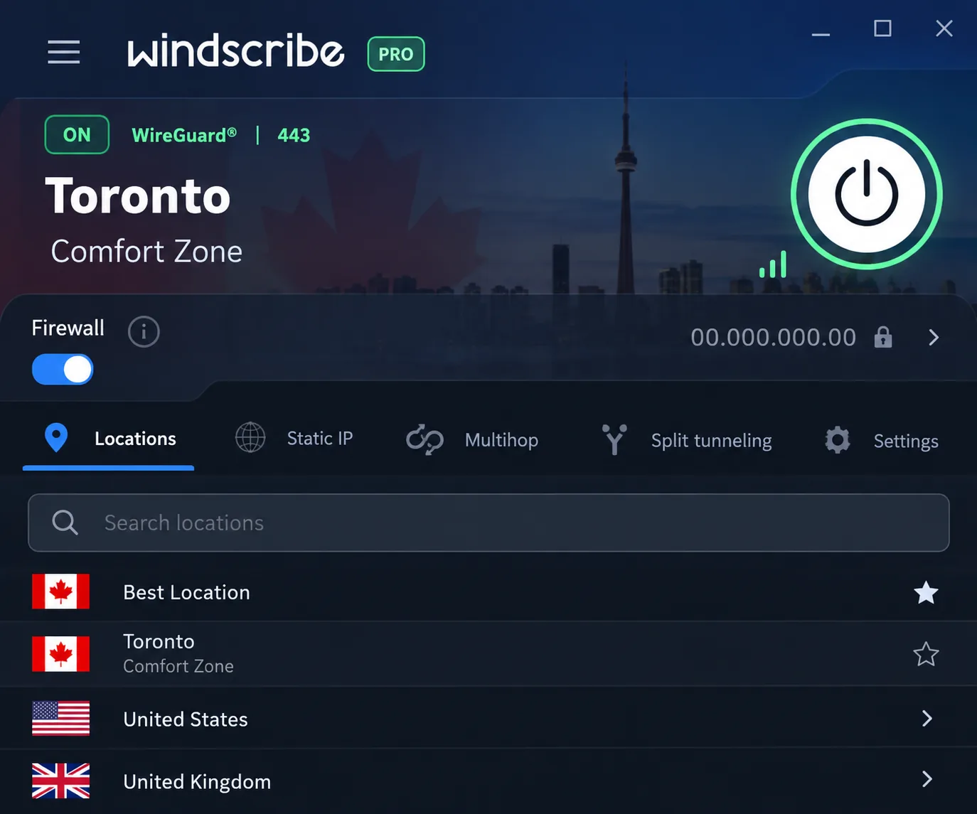 Windscribe screenshot