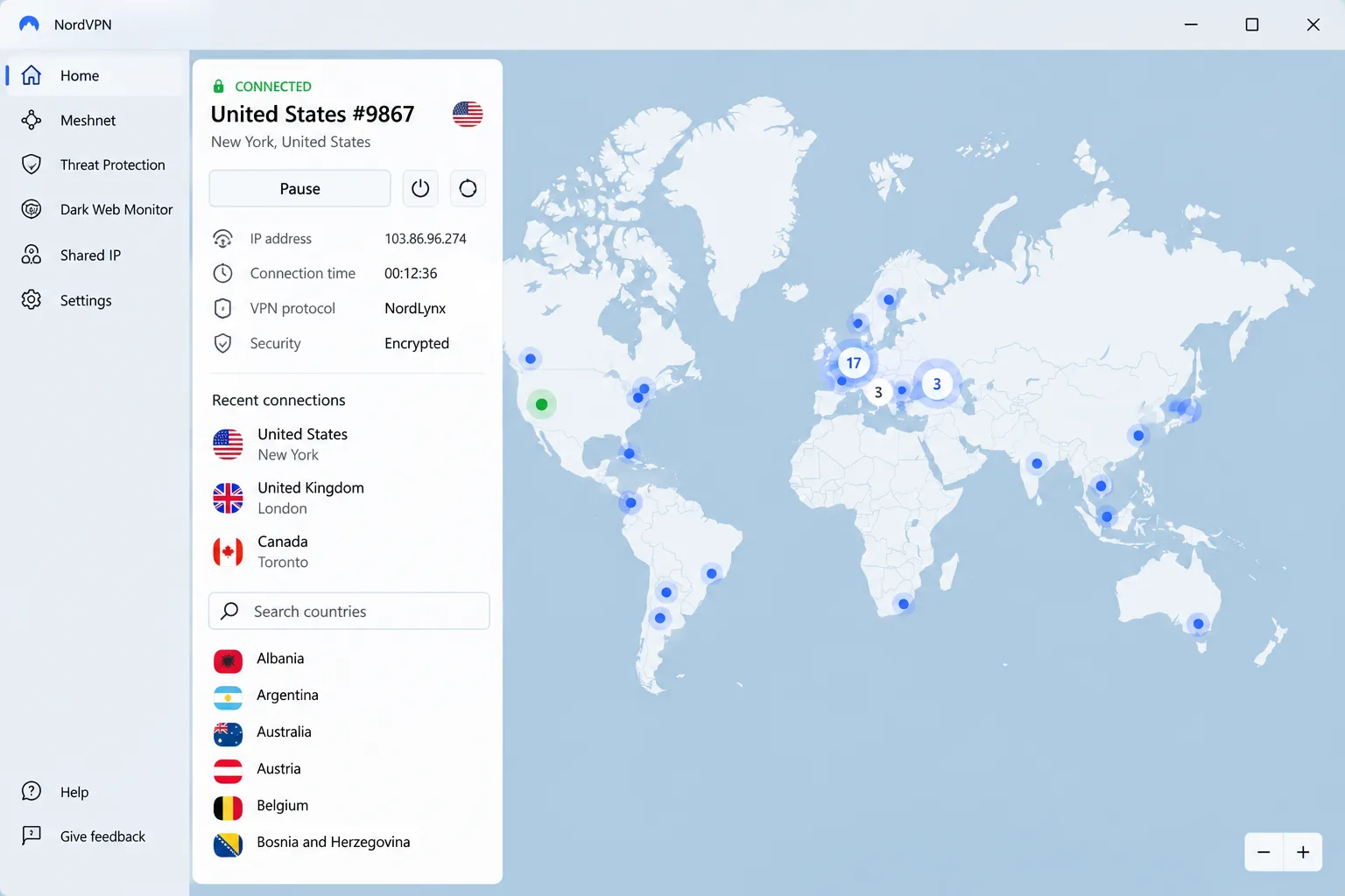 NordVPN screenshot