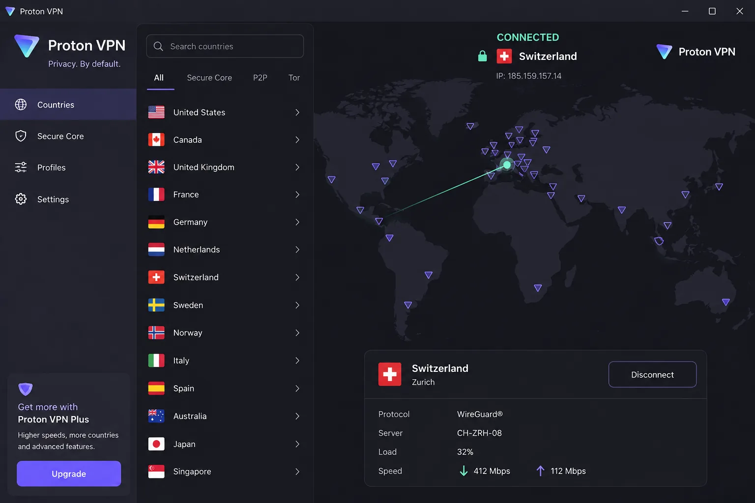 Proton VPN screenshot