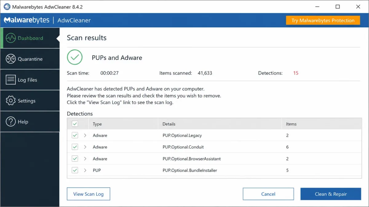 AdwCleaner screenshot