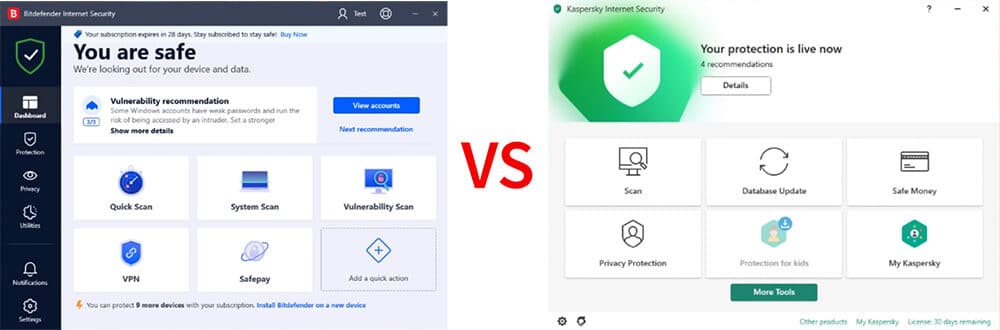 Bitdefender vs Kaspersky