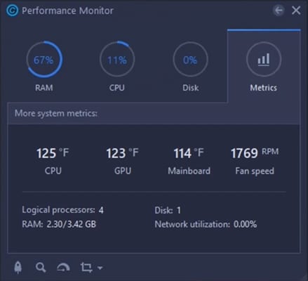 IObit Advanced SystemCare Pro performance monitor