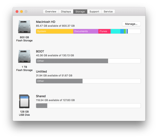 MacOS storage manager